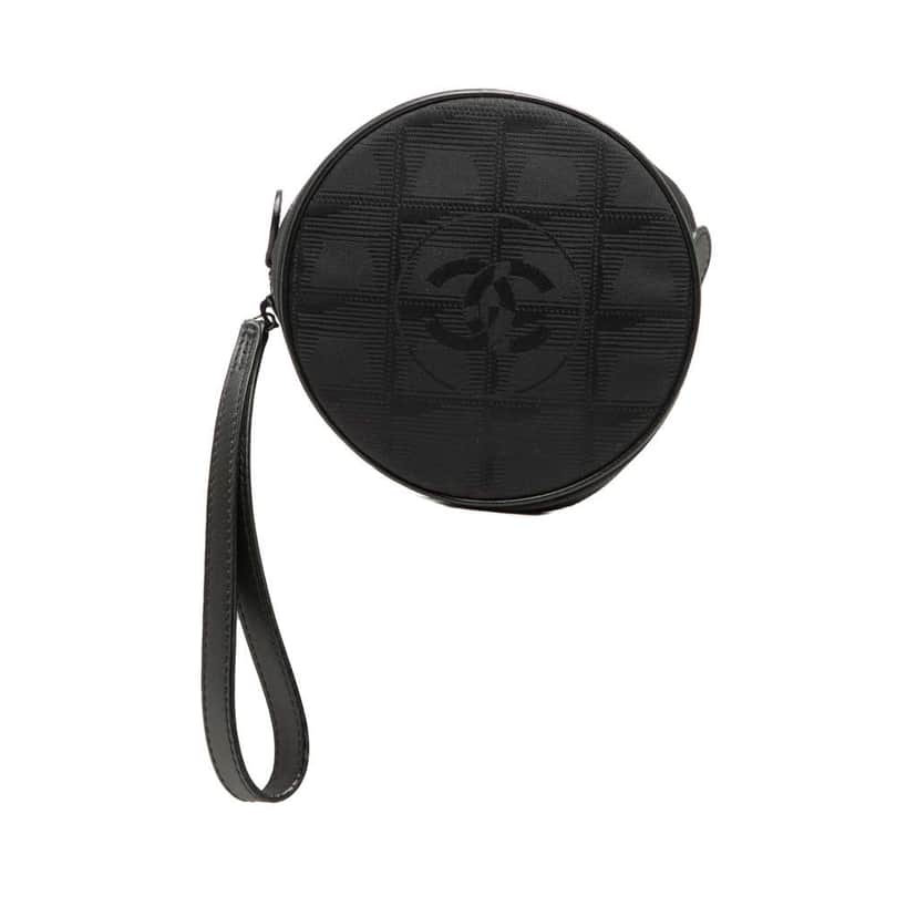 Chanel New Travel Line Nylon Wristlet Pouch Black Very good condition - Front View