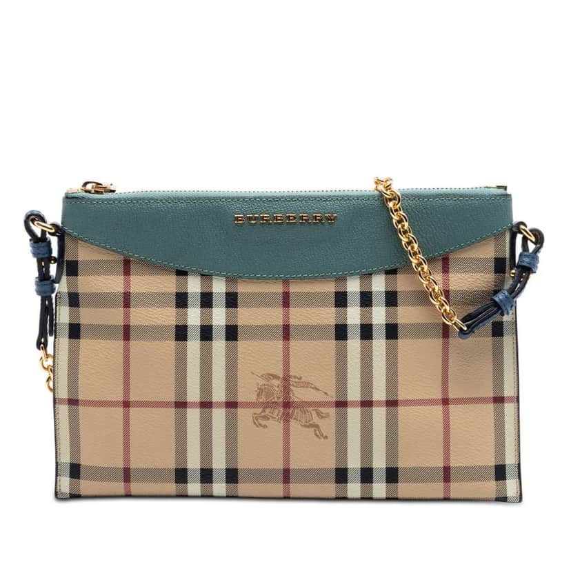 Burberry Haymarket Check Coated Canvas Peyton Crossbody Brown Canvas Very good condition - Front View