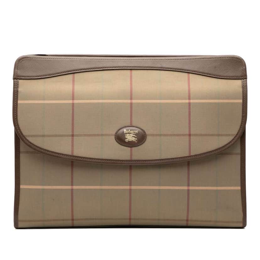 Burberry Vintage Check Canvas Clutch Brown Canvas Very good condition - Front View