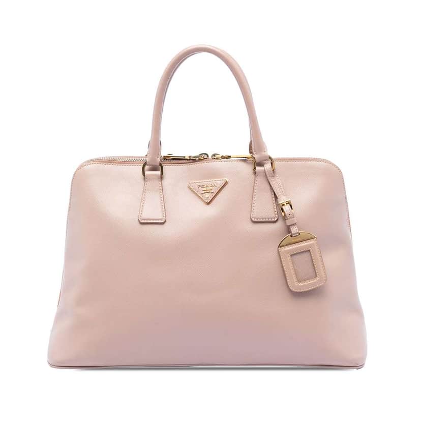 Prada Large Saffiano Lux Promenade Satchel Brown Leather Very good condition - Front View