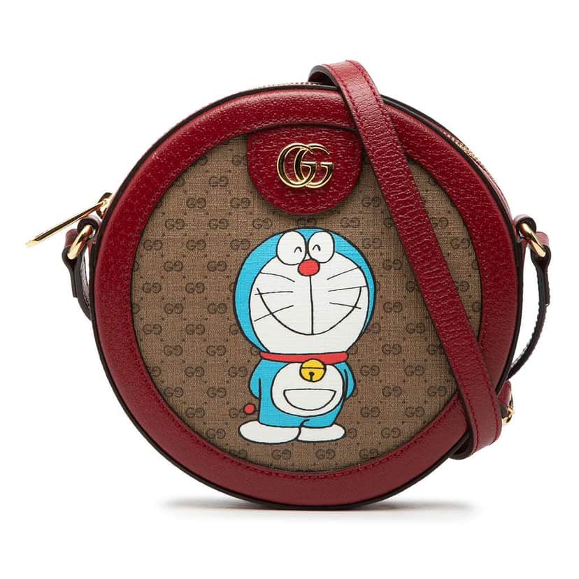 Gucci Micro GG Supreme Doraemon Round Crossbody Brown Canvas Very good condition - Front View