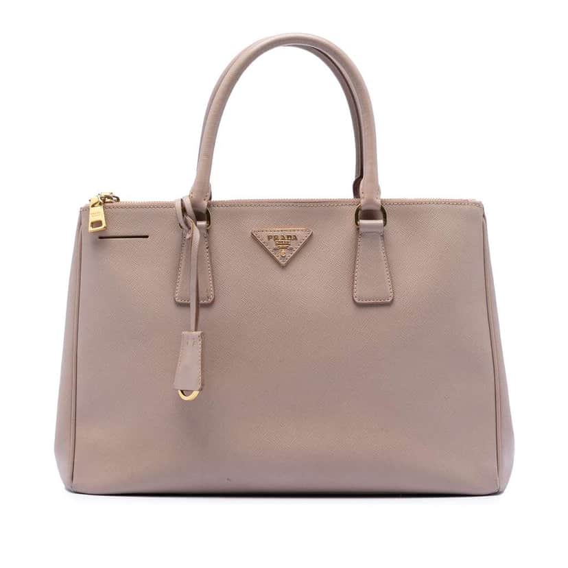 Prada Large Saffiano Lux Galleria Double Zip Tote Brown Leather Very good condition - Front View