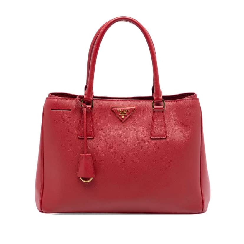 Prada Medium Saffiano Lux Galleria Satchel Red Leather Good condition - Front View