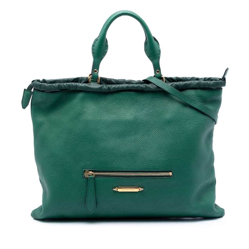 Burberry Leather Big Crush Convertible Tote Green Leather Very good condition - Front View