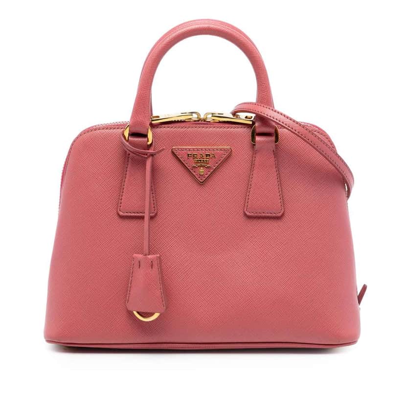 Prada Small Saffiano Lux Promenade Satchel Pink Leather Very good condition - Front View