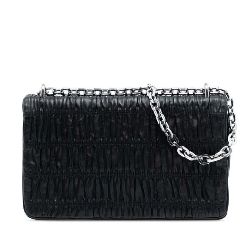 Prada Nappa Gaufre Shoulder Bag Black Leather Very good condition - Front View