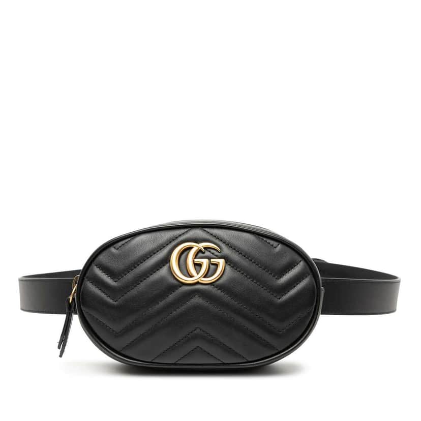 Gucci GG Marmont Matelasse Leather Belt Bag Black Leather Very good condition - Front View