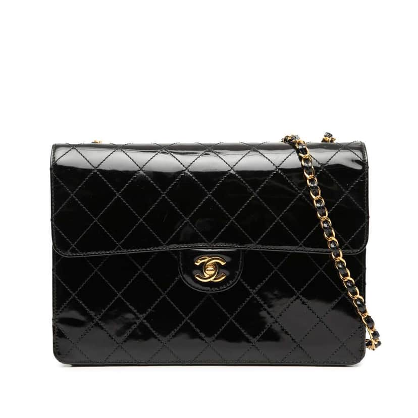Chanel Jumbo Classic Patent Single Flap Black Leather Good condition - Front View
