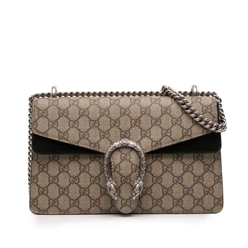 Gucci Medium GG Supreme Dionysus Shoulder Bag Brown Canvas Good condition - Front View
