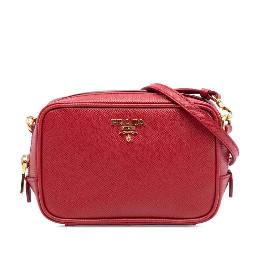 Prada Mini Saffiano Camera Bag Red Leather Good condition - Front View