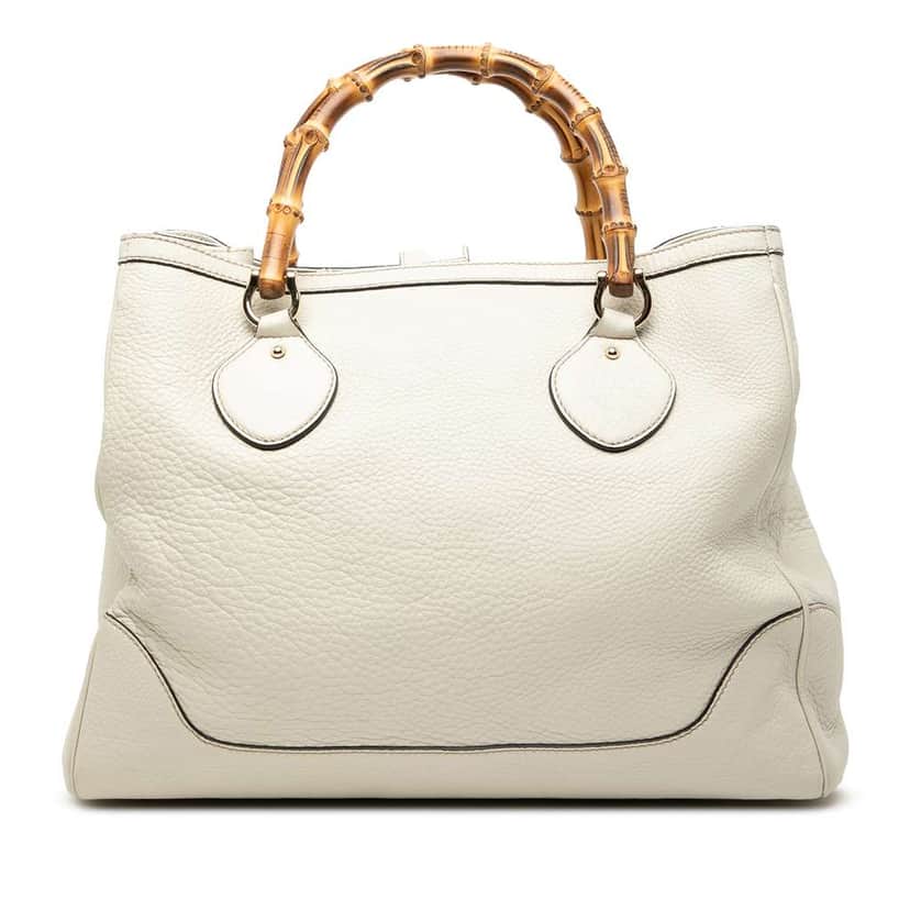 Gucci Medium Leather Bamboo Diana Tote White Leather Good condition - Front View