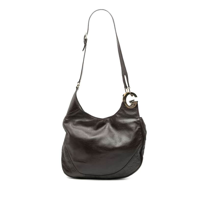 Gucci Guccissima Trimmed Leather Charlotte Crossbody Brown Leather Good condition - Front View