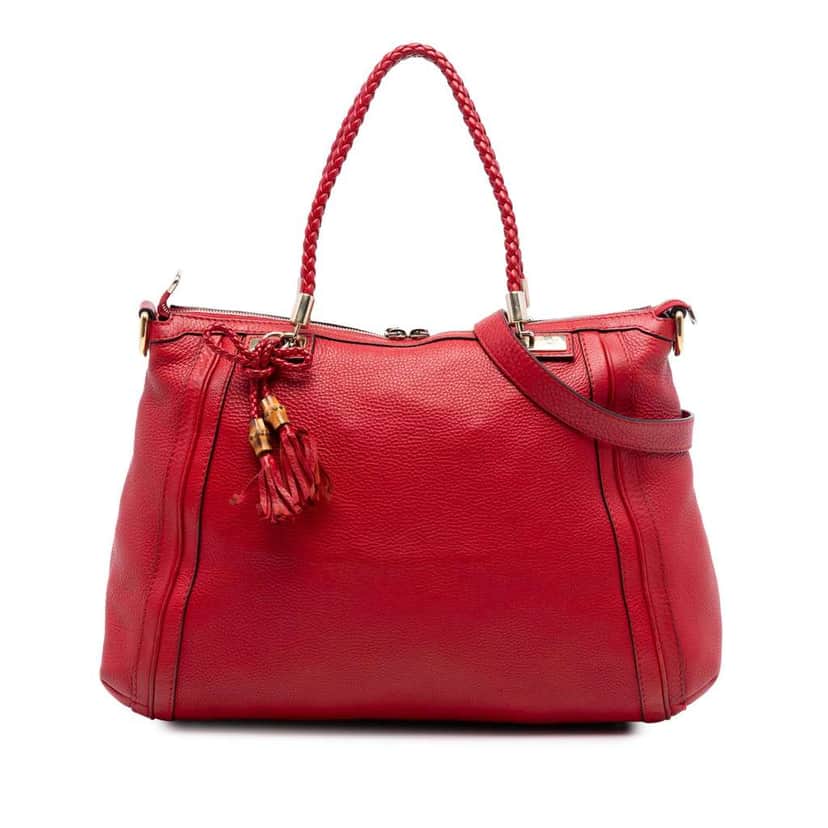 Gucci Calfskin Bella Satchel Red Leather Good condition - Front View