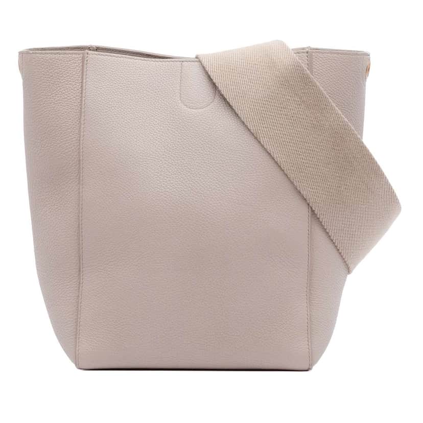 Celine Small Soft Grained Calfskin Seau Sangle Bucket Bag Brown Leather Good condition - Front View