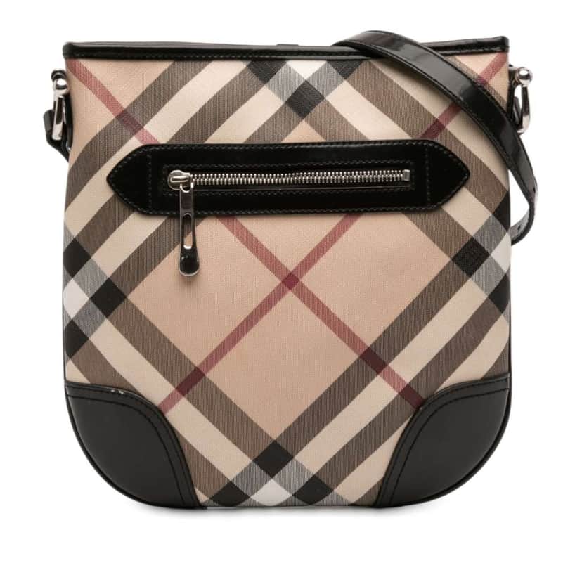 Burberry Supernova Check Coated Canvas Dryden Crossbody Brown Canvas Good condition - Front View