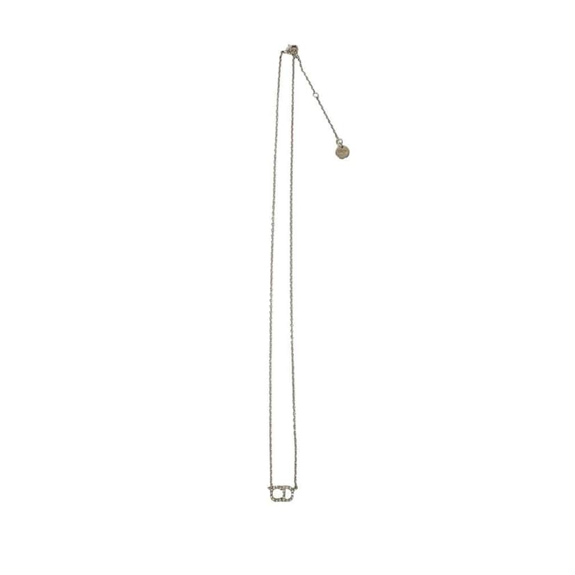 Dior Silver Plated Crystal Clair D Lune Necklace Silver Metal Good condition - Front View