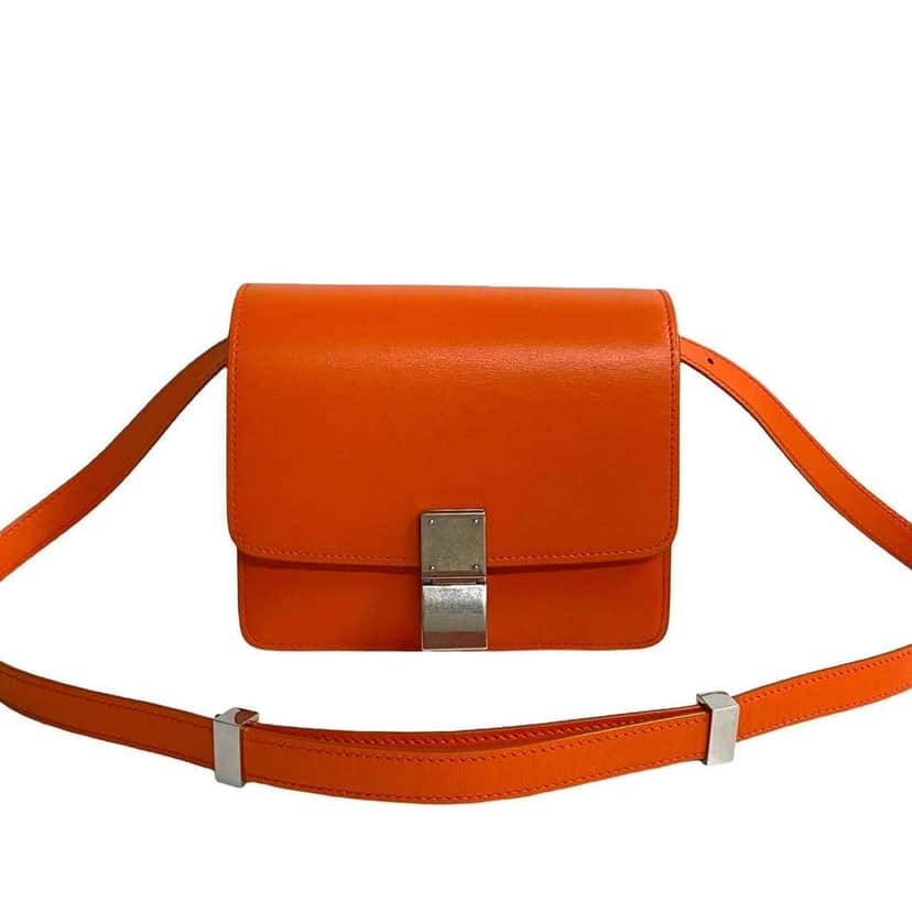 Celine Small Calfskin Classic Box Orange Leather Good condition - Front View