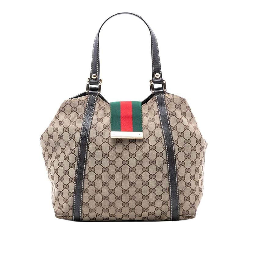 Gucci GG Canvas Web New Ladies Tote Brown Canvas Good condition - Front View