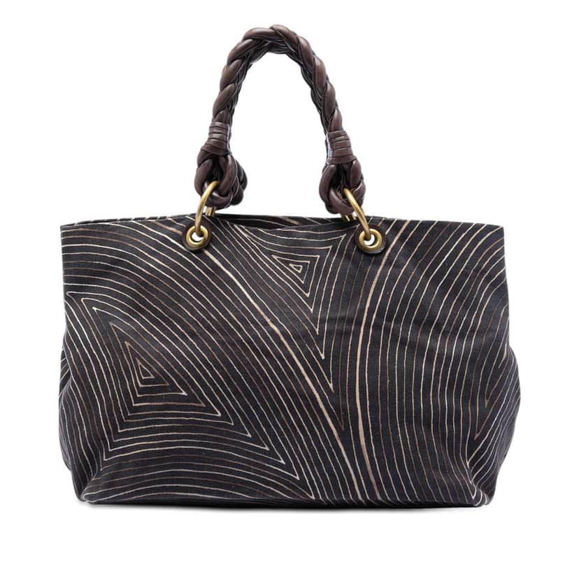 Bottega Veneta Printed Canvas Cabat Tote Brown Canvas Good condition - Front View
