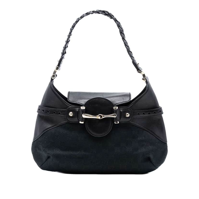 Gucci GG Canvas Horsebit Hobo Black Canvas Good condition - Front View