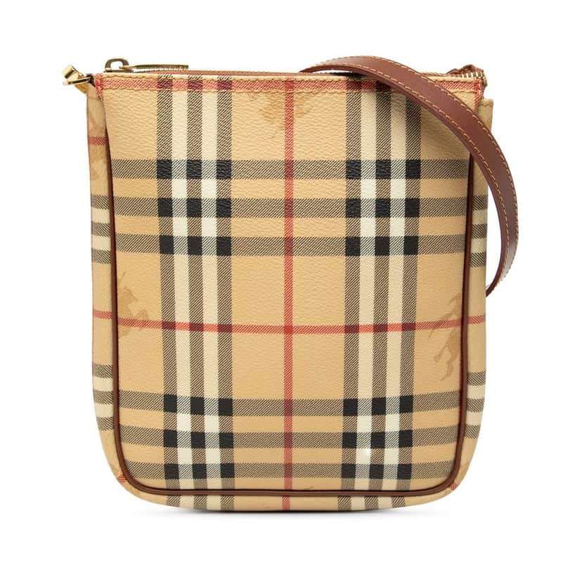 Burberry Haymarket Check Coated Canvas Crossbody Beige Very good condition - Front View