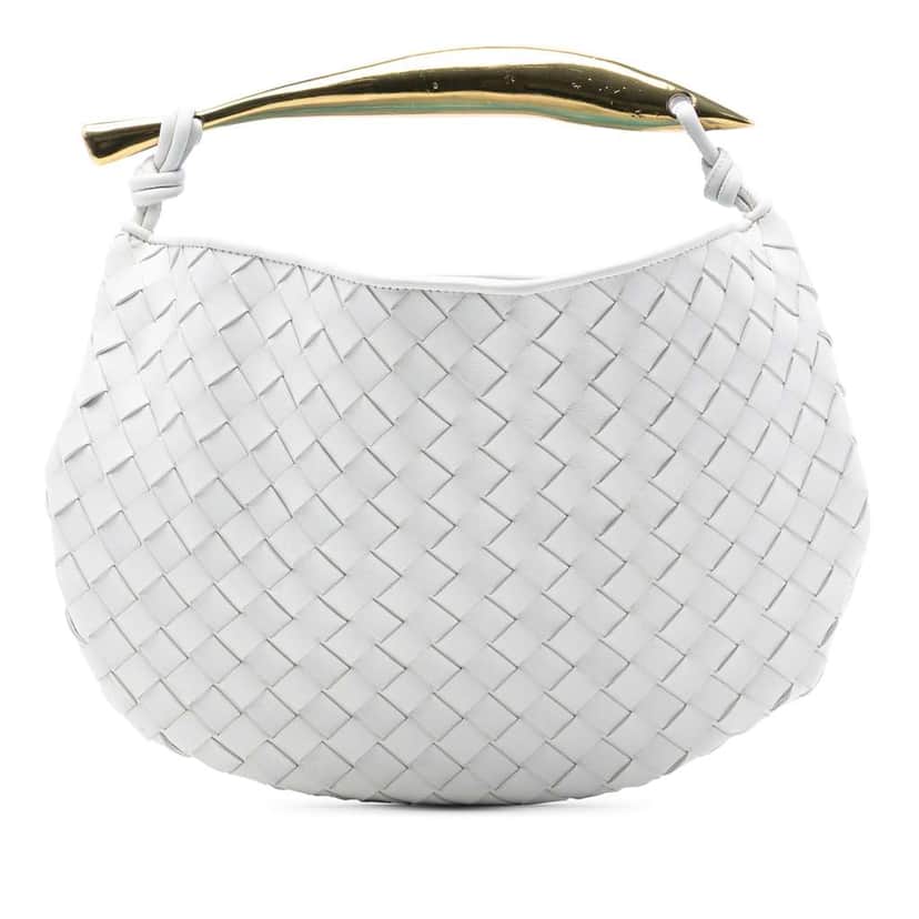 Bottega Veneta Lambskin Intrecciato Sardine White Leather Very good condition - Front View