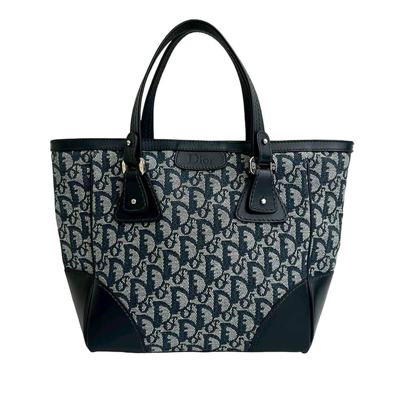 Dior Diorissimo Trotter Canvas Zip Tote Blue Canvas Very good condition - Front View