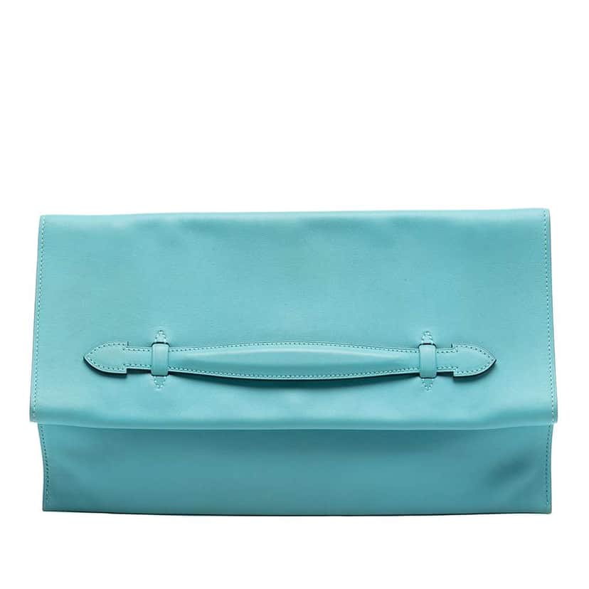 Hermès Evercolor Pliplat Clutch Blue Leather Good condition - Front View