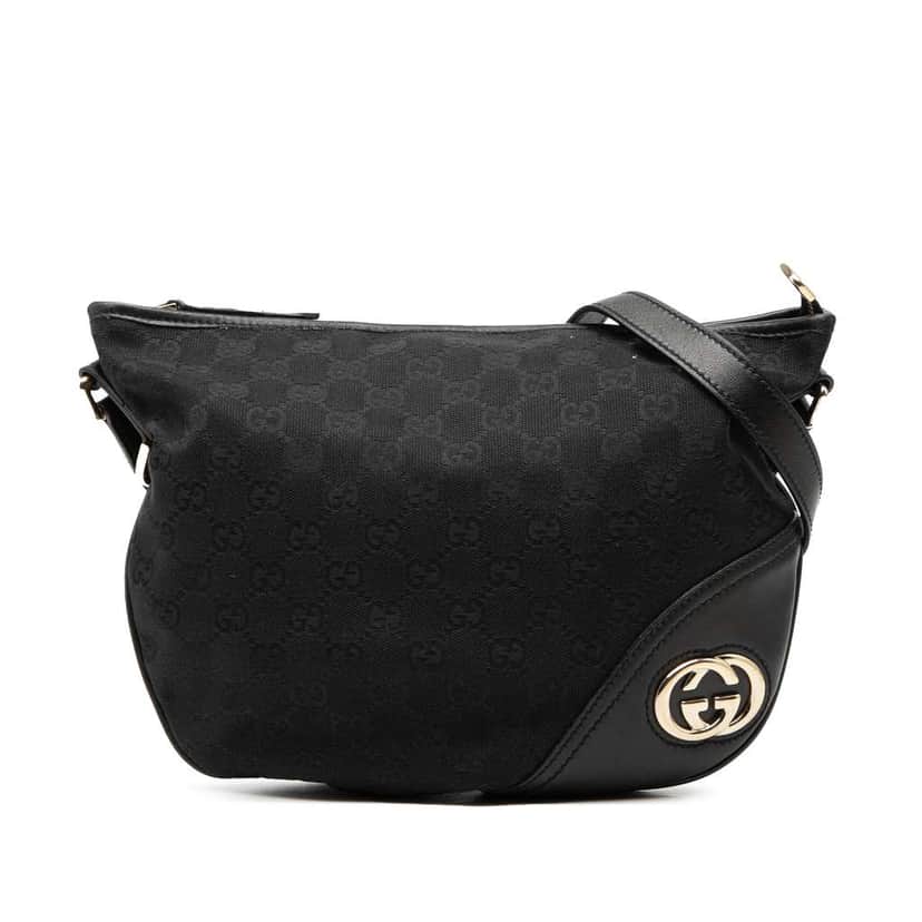 Gucci Medium GG Canvas New Britt Half Moon Crossbody Black Canvas Good condition - Front View