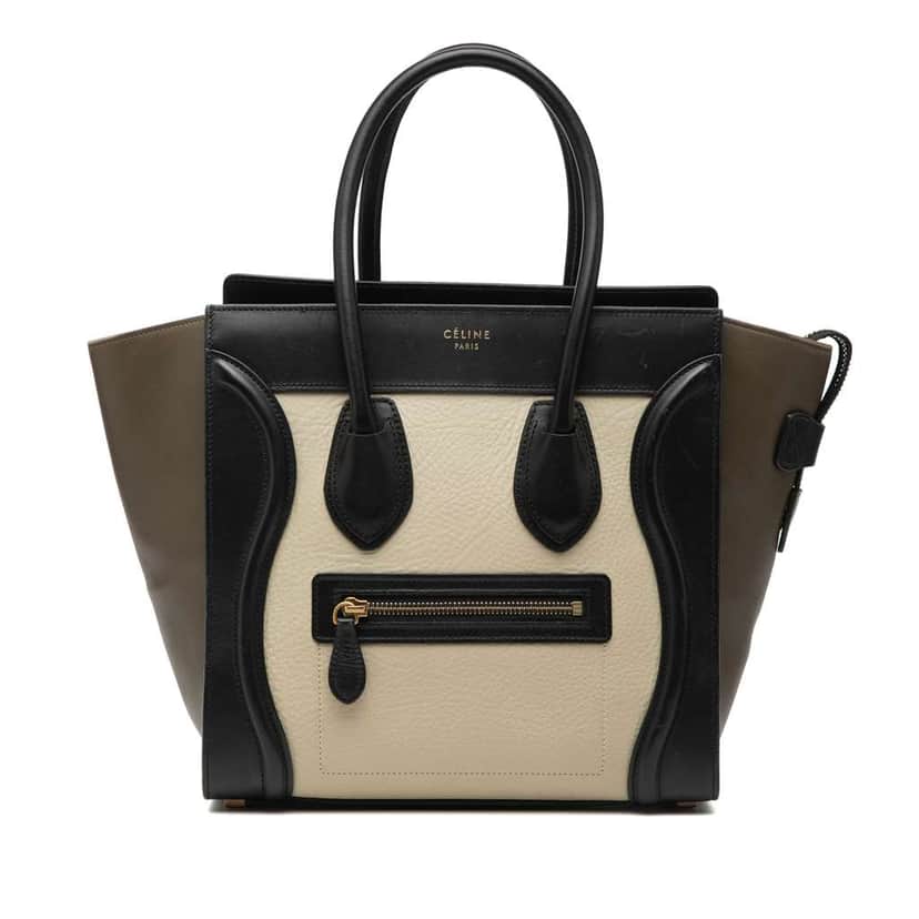 Celine Micro Tricolor Leather Luggage Tote White Leather Very good condition - Front View