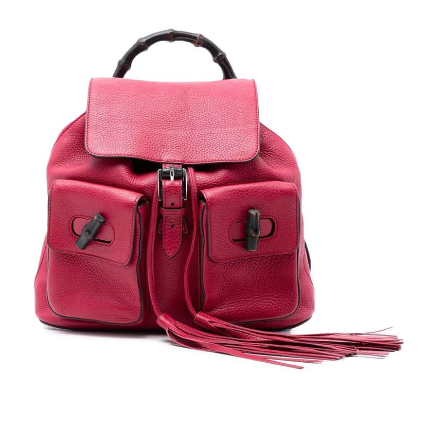 Gucci Leather Bamboo Tassel Backpack Pink Leather Very good condition - Front View
