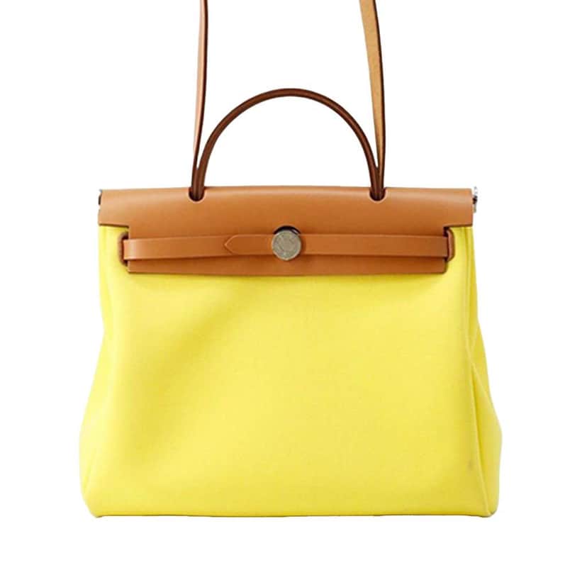 Hermès Toile Herbag Zip 31 Yellow Canvas Very good condition - Front View