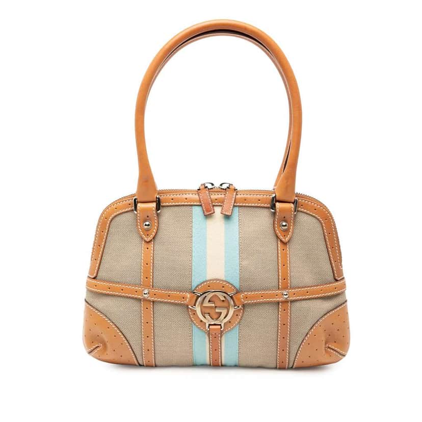 Gucci Canvas Web Reins Shoulder Bag Brown Canvas Very good condition - Front View