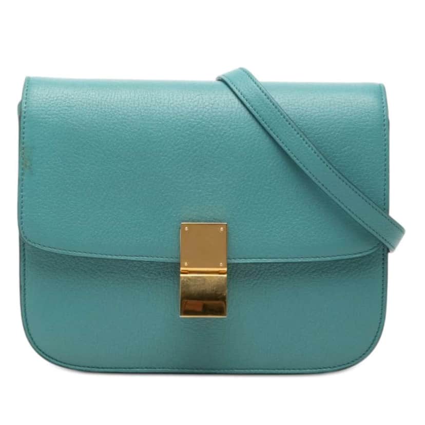 Celine Medium Calfskin Classic Box Blue Leather Very good condition - Front View