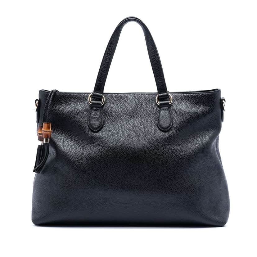Gucci Leather Bamboo Tassel Satchel Black Leather Very good condition - Front View