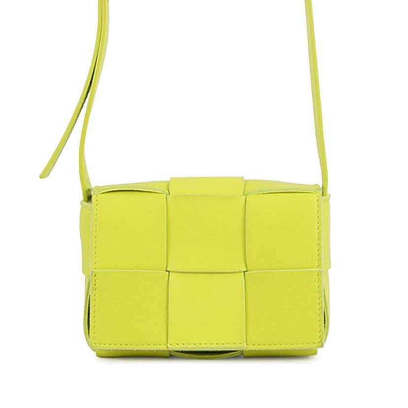 Bottega Veneta Extra Mini Nappa Maxi Intrecciato Cassette Crossbody Yellow Leather Good condition - Front View