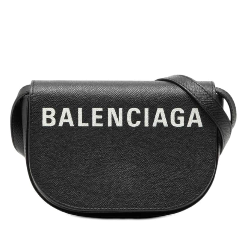 Balenciaga Grained Calfskin Logo Ville Day Crossbody XS Black Leather Very good condition - Front View