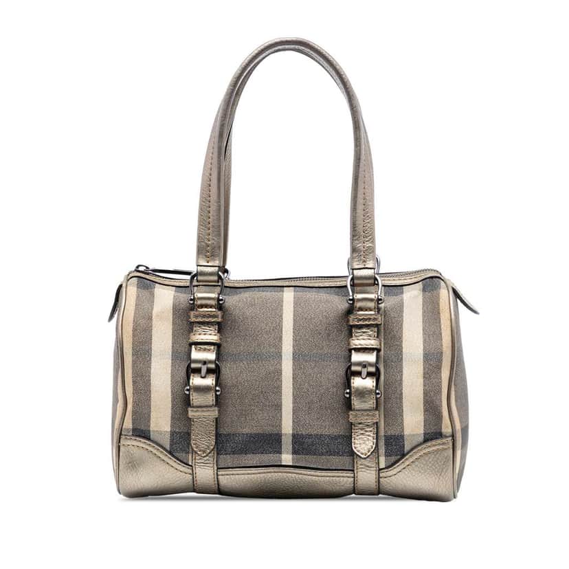 Burberry Smoke Check Canvas Boston Bag Brown Canvas Very good condition - Front View