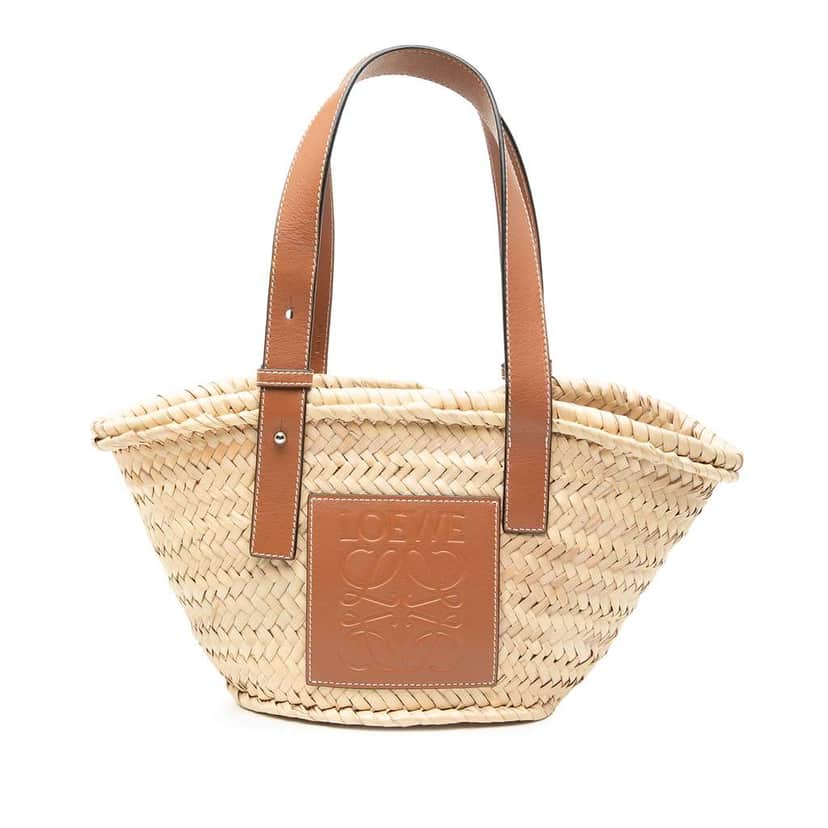 Loewe Small Raffia Anagram Basket Tote Brown Very good condition - Front View