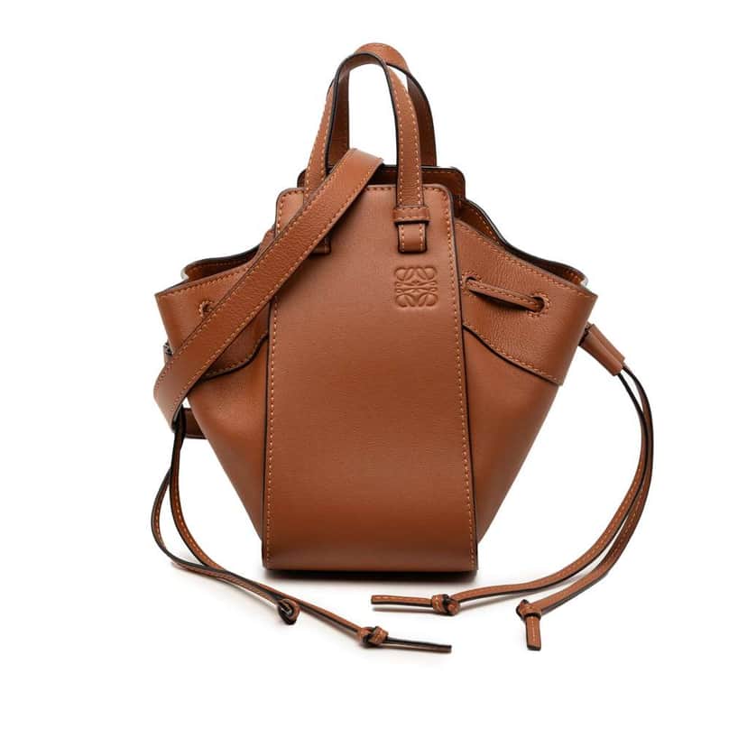Loewe Mini Leather Drawstring Hammock Bag Brown Leather Very good condition - Front View