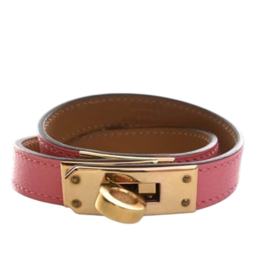 Hermès Swift Kelly Double Tour Bracelet Pink Leather Good condition - Front View