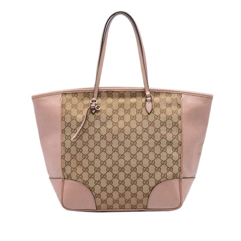 Gucci GG Canvas and Leather Bree Tote Pink Leather Very good condition - Front View