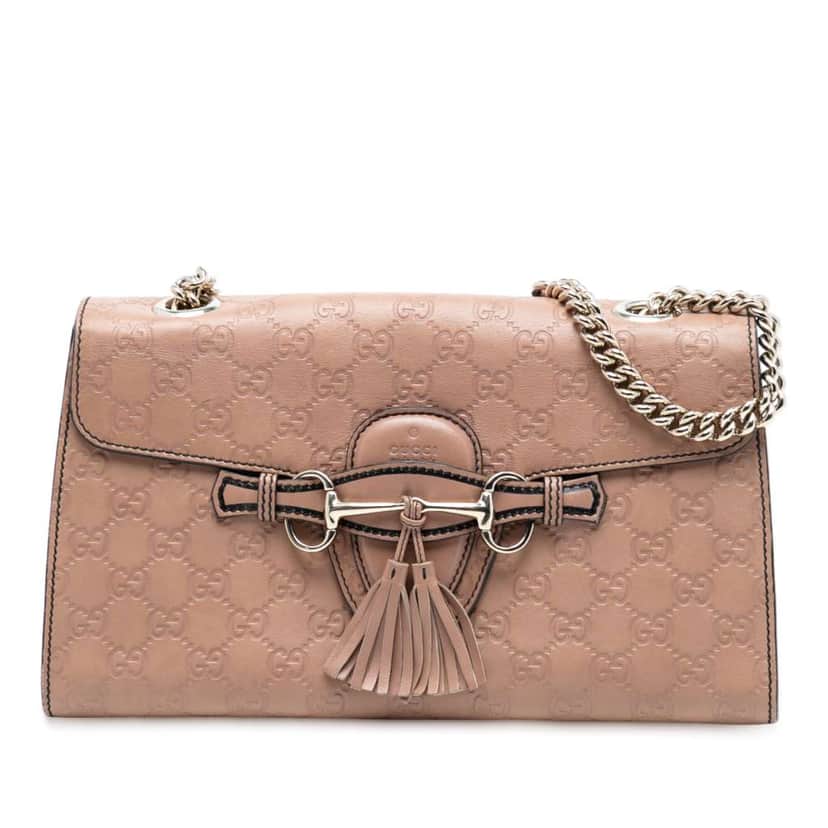 Gucci Medium Guccissima Emily Shoulder Bag Brown Leather Good condition - Front View