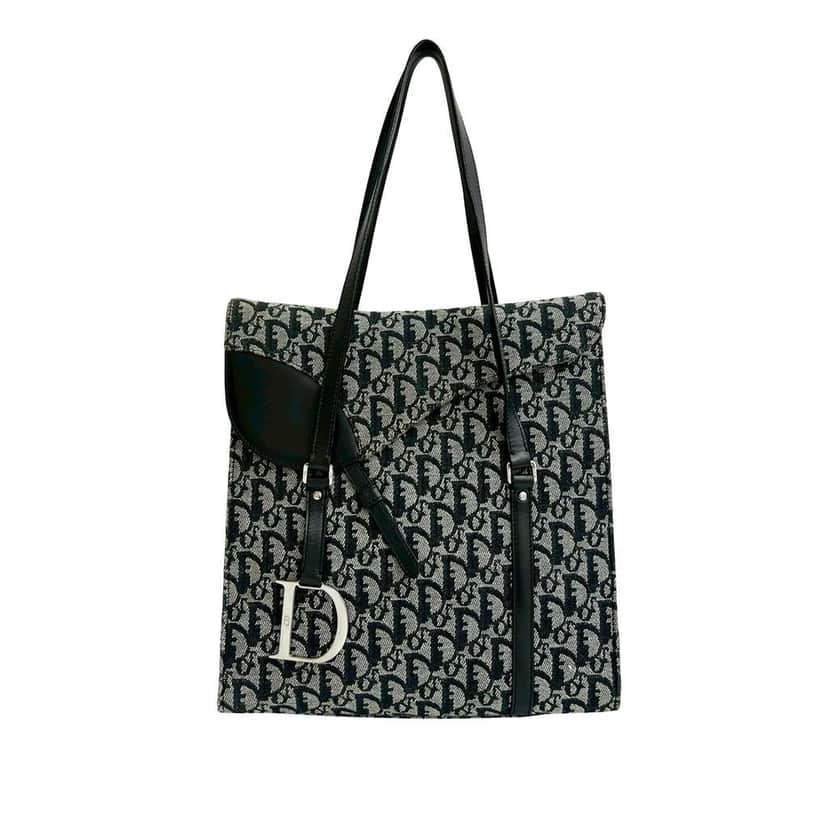 Dior Diorissimo Trotter Canvas Saddle Tote Black Canvas Good condition - Front View