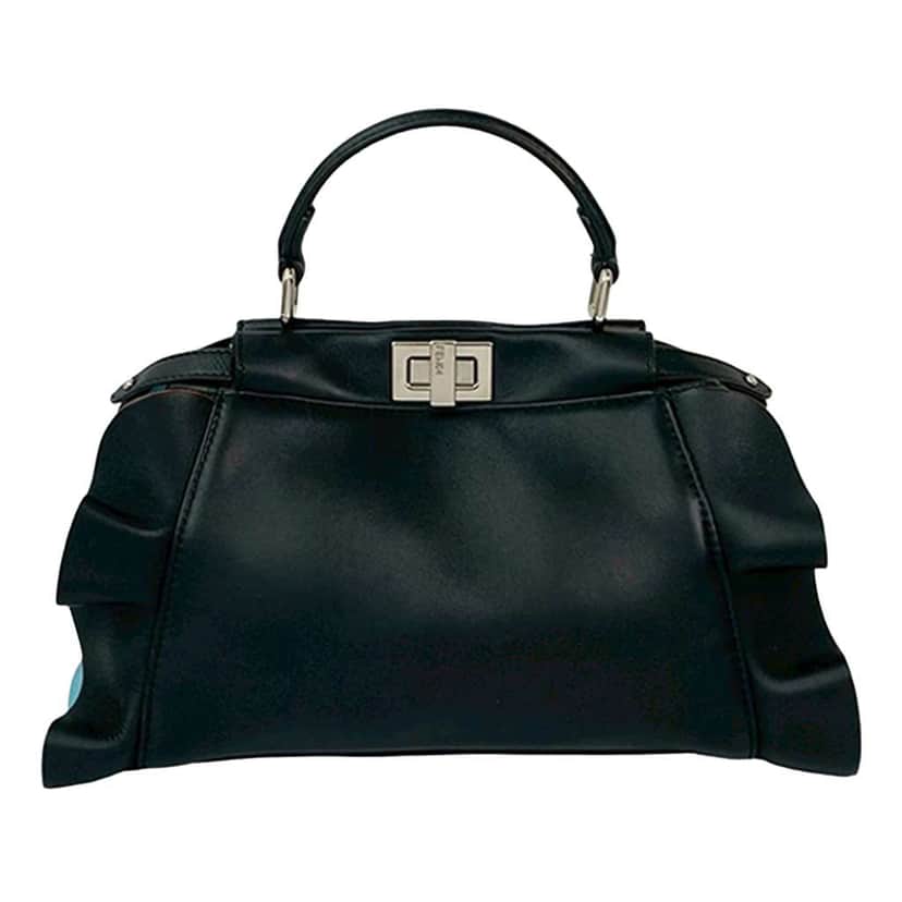 Fendi Mini Bicolor Nappa Waves Peekaboo Iconic Satchel Black Leather Good condition - Front View