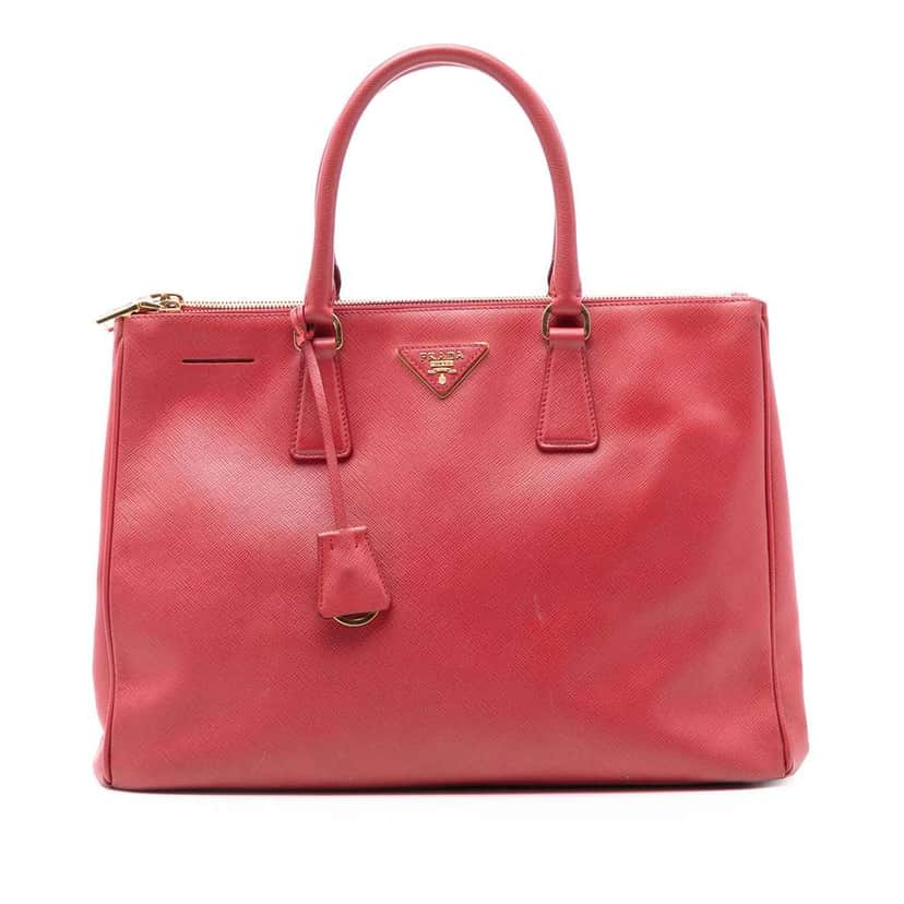 Prada Large Saffiano Lux Galleria Double Zip Satchel Red Leather Very good condition - Front View
