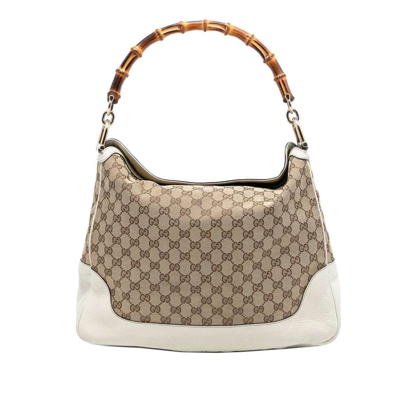 Gucci GG Canvas Bamboo Diana Satchel Beige Very good condition - Front View