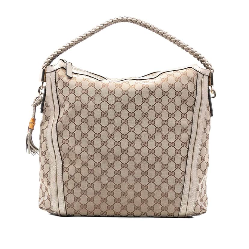 Gucci Large GG Canvas Bella Shoulder Bag Beige Very good condition - Front View