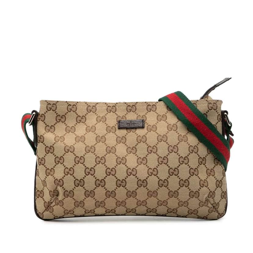 Gucci GG Canvas Web Crossbody Beige Very good condition - Front View