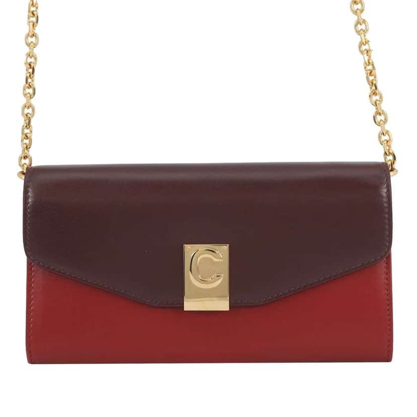 Celine Bicolor Leather C Bag Wallet On Chain Red Leather Very good condition - Front View